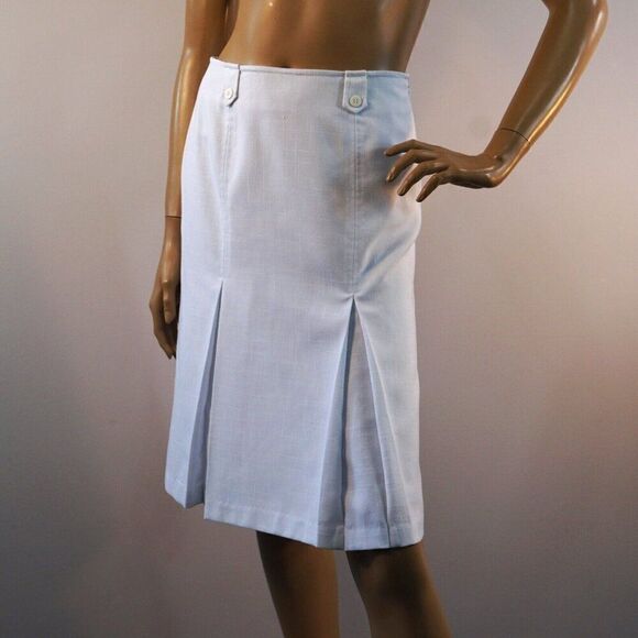 VIA CONDOTTI Vintage Career Skirt Womens Size 4 Classy White Knee Length Pleated - Picture 7 of 10